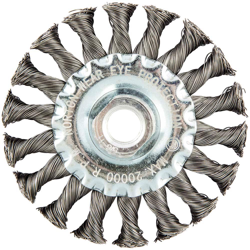 Norton - 4" OD, 5/8-11 Arbor Hole, Knotted Carbon Wheel Brush - Exact Tooling