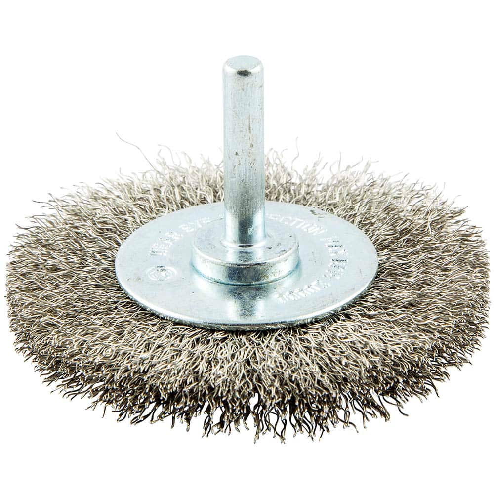 Norton - 3" OD, Crimped Stainless Steel Wheel Brush - Exact Tooling