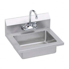 ELKAY - Stainless Steel Sinks Type: Hand Sink Wall Mount w/Manual Faucet Outside Length: 18 (Inch) - Exact Tooling