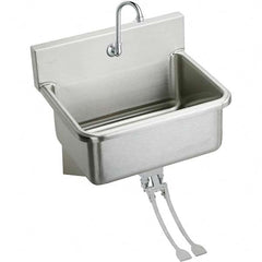 ELKAY - Stainless Steel Sinks Type: Hand Sink Wall Mount w/Double Knee Valve Outside Length: 25 (Inch) - Exact Tooling