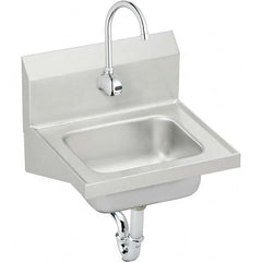 ELKAY - Stainless Steel Sinks Type: Hand Sink Wall Mount w/Electronic Faucet Outside Length: 16-3/4 (Inch) - Exact Tooling