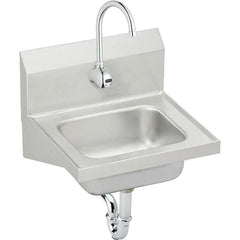 ELKAY - Stainless Steel Sinks Type: Hand Sink Wall Mount w/Electronic Faucet Outside Length: 16-3/4 (Inch) - Exact Tooling