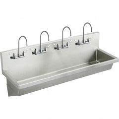 ELKAY - Stainless Steel Sinks Type: (4) Person Wash-Station w/Manual Faucet Outside Length: 96 (Inch) - Exact Tooling