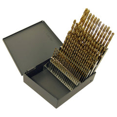 #1-#60 RHS / RHC HSS 135 Degree Split Point Heavy Duty Jobber Length Drill Set - TiN - Exact Tooling