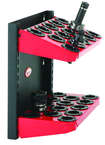 CNC Machine Mount Rack - Holds 28 Pcs. 40 Taper - Black/Red - Exact Tooling