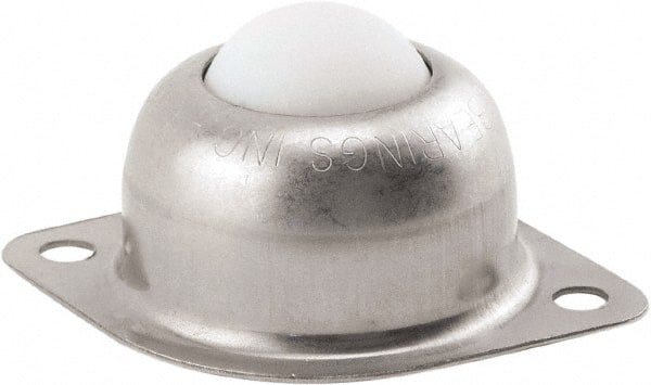 Hudson Bearing - 1 Inch Diameter, Oval, Nylon Ball Transfer - 1.1875 Inch Mount Height, 75 Lb. Capacity - Exact Tooling