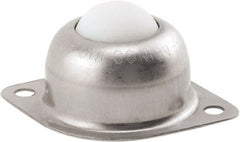 Hudson Bearing - 1 Inch Diameter, Oval, Nylon Ball Transfer - 1.1875 Inch Mount Height, 75 Lb. Capacity - Exact Tooling