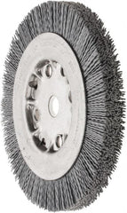 Weiler - 6" OD, 5/8" Arbor Hole, Crimped Nylon Wheel Brush - 5/8" Face Width, 7/8" Trim Length, 0.035" Filament Diam, 4,500 RPM - Exact Tooling