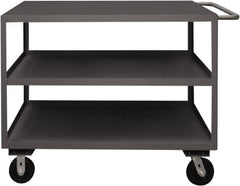 Durham - 3,600 Lb Capacity, 30" Wide x 60" Long x 39-1/16" High Service Cart - 3 Shelf, Steel, 2 Rigid/2 Swivel Casters - Exact Tooling