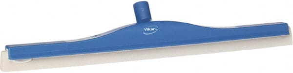 Vikan - 24" Foam Rubber Blade Floor Squeegee - Double Edge, Blue, Plastic Holder - Exact Tooling