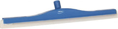 Vikan - 24" Foam Rubber Blade Floor Squeegee - Double Edge, Blue, Plastic Holder - Exact Tooling