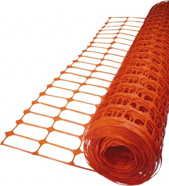 Tenax - 50' Long x 4' High, Orange Temporary Warning Barrier Fence - 3-1/2" x 1-1/2" Mesh - Exact Tooling