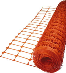 Tenax - 50' Long x 4' High, Orange Temporary Warning Barrier Fence - 3-1/2" x 1-1/2" Mesh - Exact Tooling