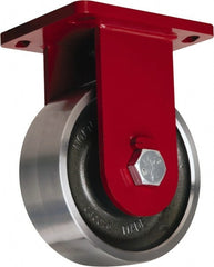 Hamilton - 6" Diam x 3" Wide x 8-1/2" OAH Top Plate Mount Rigid Caster - Forged Steel, 10,000 Lb Capacity, Tapered Roller Bearing, 6-1/2 x 7-1/2" Plate - Exact Tooling