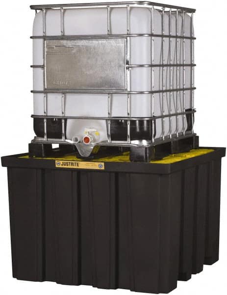 Justrite - 372 Gallon Sump Polyurethane IBC Pallet - 55 Inch Long x 55 Inch Wide x 37-1/2 Inch High, 1 Tote, 9,000 Lbs. Load Capacity, Fork Liftable - Exact Tooling
