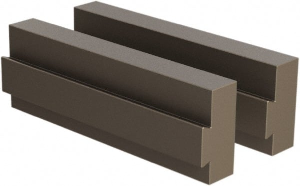 CarveSmart - 3/4" Wide x 2" High x 3/4" Thick, Flat/No Step Vise Jaw - Soft, Steel, Fixed Jaw, Compatible with 6" Vises - Exact Tooling