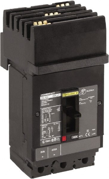 Square D - 80 Amp, 600 VAC, 3 Pole, Plug In Molded Case Circuit Breaker - Thermal Magnetic Trip, Multiple Breaking Capacity Ratings, 14-3/0 AWG - Exact Tooling