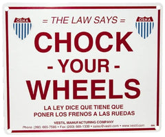 Vestil - "Chock Your Wheels", Aluminum Safety Sign - Use for Accident Prevention - Exact Tooling