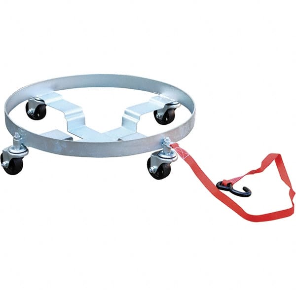 Vestil - 1,200 Lb Load Capacity, 55 Gal Drum Dolly - 2-1/4" High, 4 Wheels - Exact Tooling