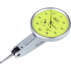 Mahr - Dial Test Indicators; Maximum Measurement (Decimal Inch): 0.0070 ; Maximum Measurement (mm): 0.20 ; Dial Graduation (Decimal Inch): 7.870000 ; Dial Graduation (mm): 0.0020 ; Dial Reading: 100-0-100 ; Dial Diameter (Inch): 1.5 - Exact Tooling
