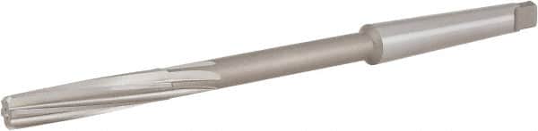 Hertel - 7/16" High Speed Steel 6 Flute Chucking Reamer - Spiral Flute, 1MT Morse Taper Shank, 1-3/4" Flute Length, 7" OAL - Exact Tooling
