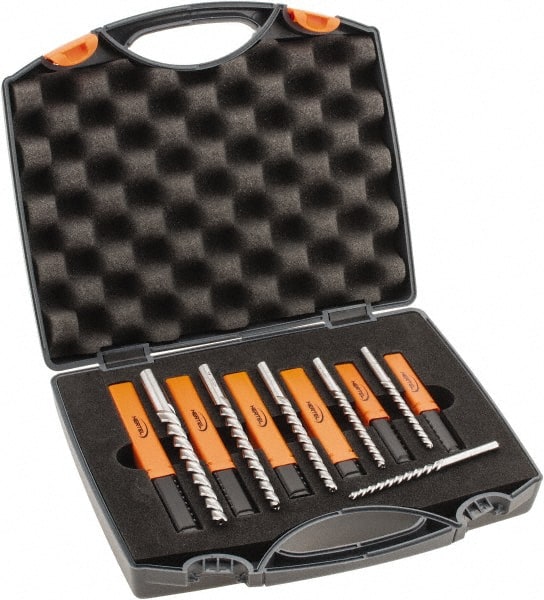 Hertel - #7/0 to #0 Pin, 0.0666 to 0.1638" Diam, 0.0497 to 0.1287" Small End, Straight Shank, Taper Pin Reamer Set - Exact Tooling