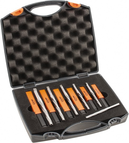 Hertel - #7/0 to #0 Pin, 0.0666 to 0.1638" Diam, 0.0497 to 0.1287" Small End, Straight Shank, Taper Pin Reamer Set - Exact Tooling