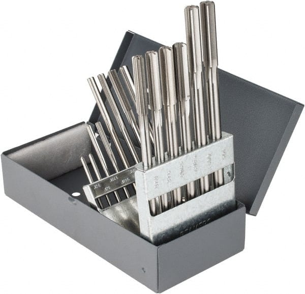 Hertel - 0.124" to 0.501", Chucking Reamer Set - Straight Flute, Right Hand Cut, 14 Pieces - Exact Tooling