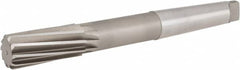 Hertel - 1-3/8" High Speed Steel 8 Flute Chucking Reamer - Spiral Flute, 4MT Morse Taper Shank, 3-1/4" Flute Length, 12" OAL - Exact Tooling