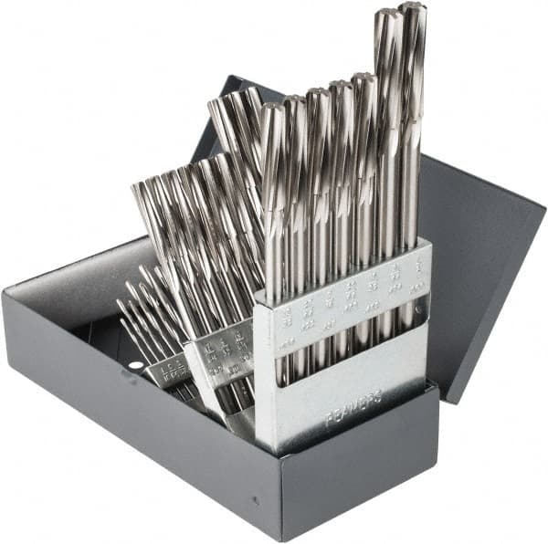 Hertel - 1/16" to 1/2", Chucking Reamer Set - Spiral Flute, Right Hand Cut, 29 Pieces - Exact Tooling