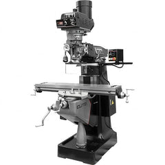 Jet - 9" Table Width x 49" Table Length, Electronic Variable Speed Control, 3 Phase Knee Milling Machine - R8 Spindle Taper, 3 hp - Exact Tooling