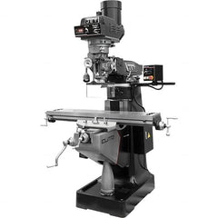Jet - 9" Table Width x 49" Table Length, Electronic Variable Speed Control, 3 Phase Knee Milling Machine - R8 Spindle Taper, 3 hp - Exact Tooling