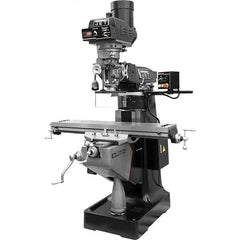 Jet - 9" Table Width x 49" Table Length, Electronic Variable Speed Control, 3 Phase Knee Milling Machine - R8 Spindle Taper, 3 hp - Exact Tooling