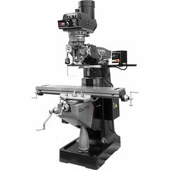 Jet - 9" Table Width x 49" Table Length, Electronic Variable Speed Control, 3 Phase Knee Milling Machine - R8 Spindle Taper, 3 hp - Exact Tooling
