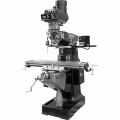 Jet - 9" Table Width x 49" Table Length, Electronic Variable Speed Control, 3 Phase Knee Milling Machine - R8 Spindle Taper, 3 hp - Exact Tooling