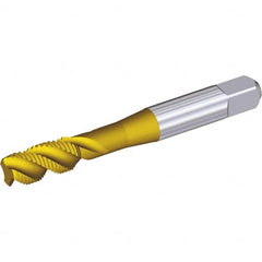 Kennametal - #4-40 2 Flute Modified Bottoming Spiral Flute Tap - Cobalt, TiCN/TiN Finish, 47.8mm OAL, Right Hand Flute, Right Hand Thread, H2 - Exact Tooling