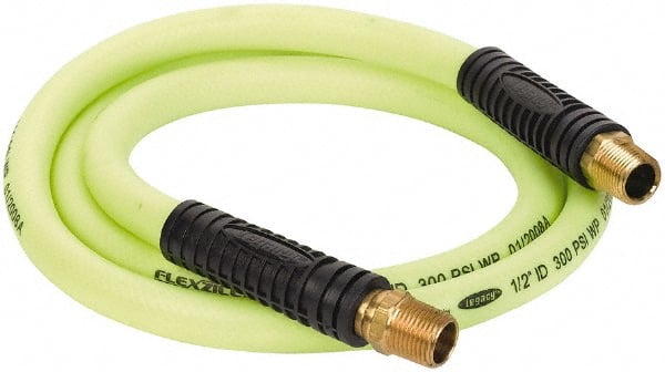 Legacy - 1/2" ID x 0.74" OD 6' Long Lead-In Whip Hose - FNPT x MNPT Swivel Ends, 300 Working psi, 140°, 1/2" Fitting, Green - Exact Tooling