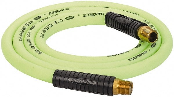 Legacy - 1/2" ID x 0.74" OD 8' Long Lead-In Whip Hose - FNPT x MNPT Swivel Ends, 300 Working psi, 140°, 1/2" Fitting, Green - Exact Tooling