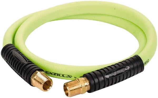 Legacy - 1/2" ID x 0.74" OD 4' Long Lead-In Whip Hose - FNPT x MNPT Swivel Ends, 300 Working psi, 140°, 1/2" Fitting, Green - Exact Tooling