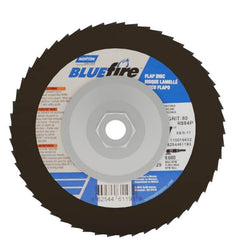 Norton - 80 Grit, 7" Disc Diam, 5/8-11 Center Hole, Type 29 Zirconia Alumina Flap Disc - 8,600 Max RPM, Cloth Backing, Arbor Attaching System, Coated - Exact Tooling