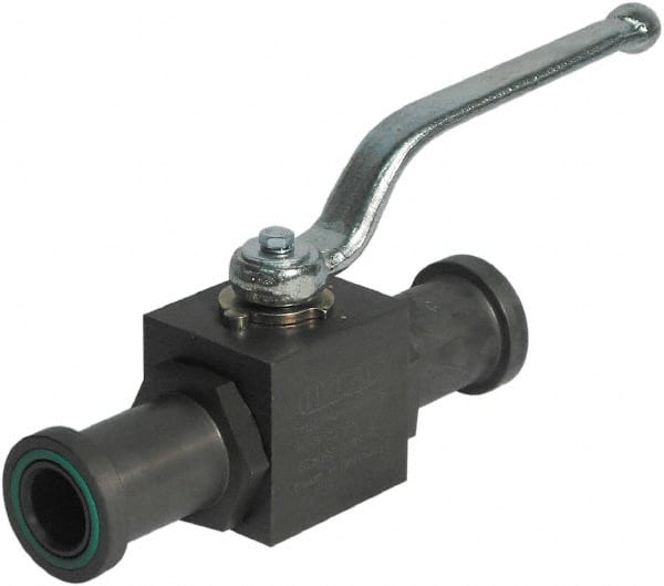 HYDAC - 3/4" Pipe, Full Port, Carbon Steel Full Port Ball Valve - Inline - Two Way Flow, SAE x SAE Ends, Offset Handle, 6,000 WOG - Exact Tooling