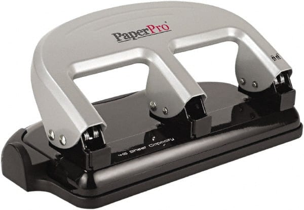 PaperPro - Paper Punches Type: 40 Sheet Manual Three Hole Punch Color: Black/Silver - Exact Tooling