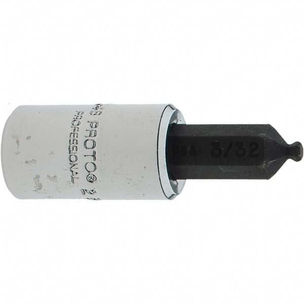 Proto - 1/4" Drive, 3/32" Hex Bit Socket - 1-1/2" OAL, 1.047" Bit Length, Ball End - Exact Tooling