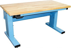 Proline - No Drawers, Work Bench - 1,000 Lb Capacity, Butcher Block Maple Top, Light Blue, 30" Wide x 30-1/2" High x 72" Long - Exact Tooling