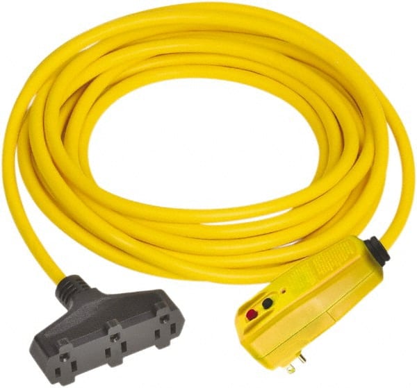 Tower - 3 Outlet, 125 Volt, 15 Amp Rating, Right Angle, Commercial, Industrial GFCI - 25 Ft. Long Cord - Exact Tooling