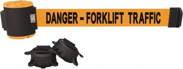 Banner Stakes - 30' Long x 2-1/2" Wide Nylon/Polyester Magnetic Wall Mount Barrier - Black on Orange - Exact Tooling