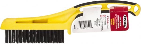 Hyde Tools - Wire Surface Preparation Brush - 1-1/4" Bristle Length, 3/4" Wide, Plastic Overmold Handle - Exact Tooling
