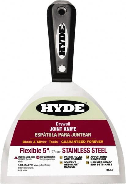 Hyde Tools - 5" Wide Flexible Blade Stainless Steel Joint Knife - Flexible, Nylon Handle - Exact Tooling