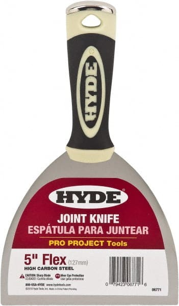 Hyde Tools - 5" Wide Flexible Blade Carbon Steel Joint Knife - Flexible, Polypropylene Handle - Exact Tooling