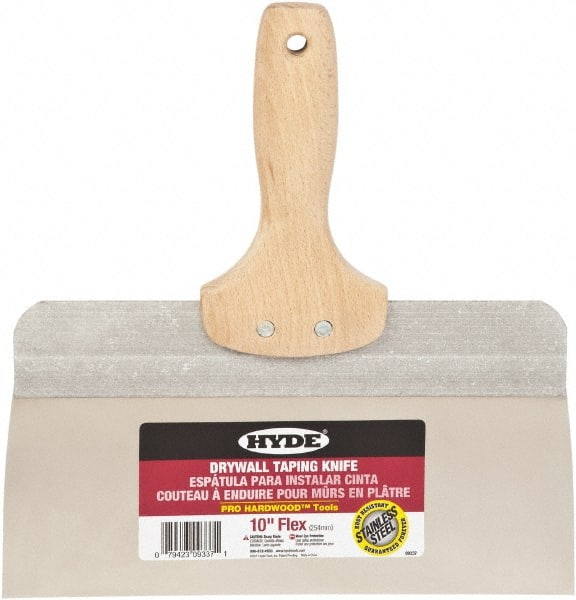 Hyde Tools - 10" Wide Flexible Blade Stainless Steel Joint Knife - Flexible, Hardwood Handle - Exact Tooling